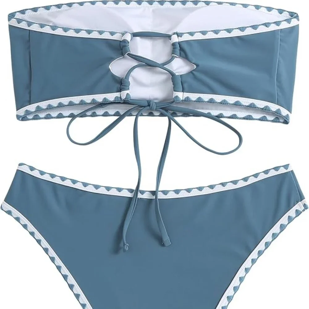 Blue Bandeau bikini. - Picture 2 of 5
